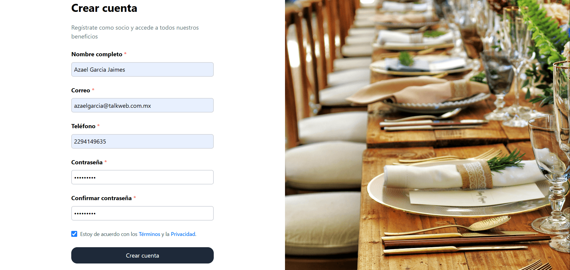 Portal socios: dashboard